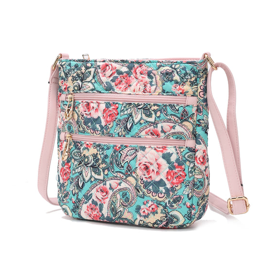 Lainy Cotton Women'S Botanical Crossbody Bag, Designer Crossover Purse Handbag by Mia K - Green