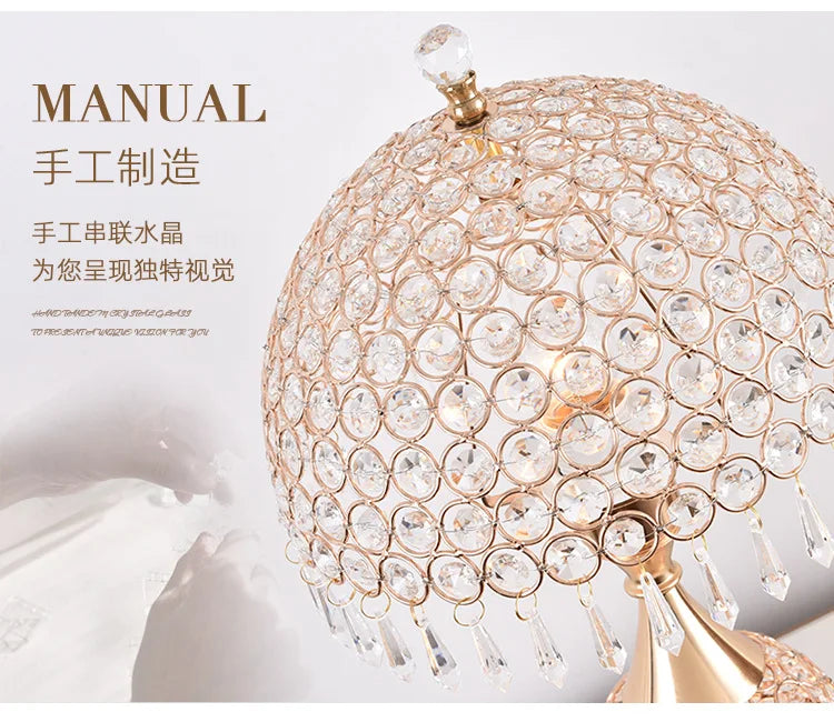 European-Style Crystal Table Lamp Ins Simple Modern Bedroom Warm Romantic Fashion Creative Decorative Bedside Lamp