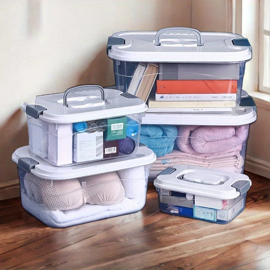 [Clear Plastic Storage Box] with Snap-Lock Lid | Square Organizer for Home,Toys,Snacks,Clothes & Bedding|Multi-Purpose Container