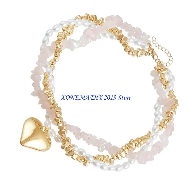 F42F Stylish Beads Necklace Elegant Neck Chain Multilayer Necklace Women Fashion Accessories Suitable for Fashionable Ladies