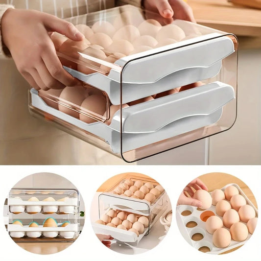 Storage Container with 2 Drawers! Perfect for Fridge Organization, Durable, Space Efficient Design for Easy Access & Freshness