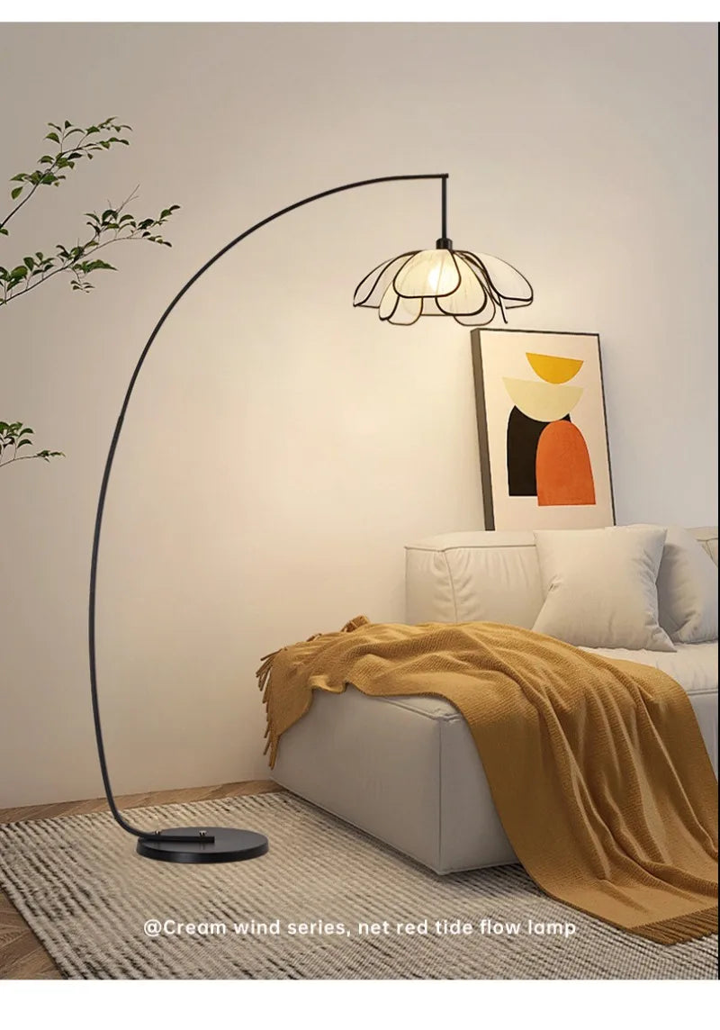 Retro Flower Floor Lamp Japanese Style Living Room Bedroom Fishing Light Modern Luxury Creative Home Decoration Accessories