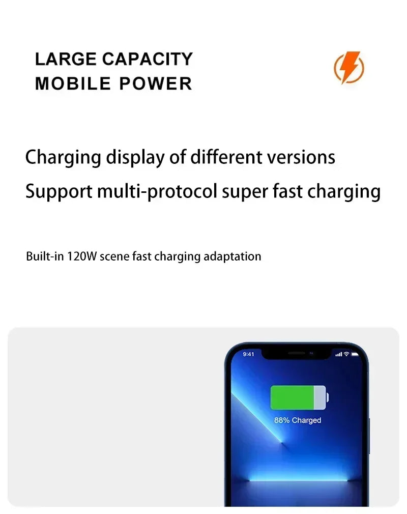 2025 Fast Charging Power Bank 200000mAh Ultra Large Capacity Powerbank 120W Super Charge Portable External Battery LED Display