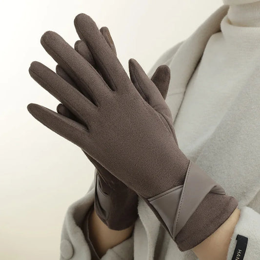 Women Winter Keep Warm Touch Screen Gloves Lady Fashion Elegant Retro Cycling Drive Protection From Cold Thicken