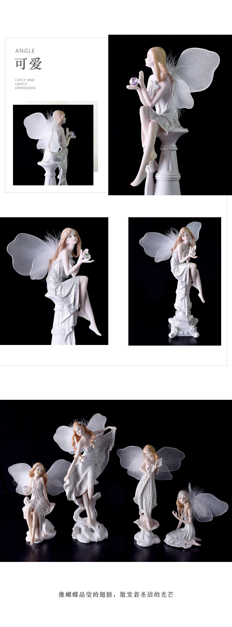 Fairy Beauty Angel Ornaments Resin Doll Cute Girl Wedding Gift Decorative Home Accessories Things For Room Decoration