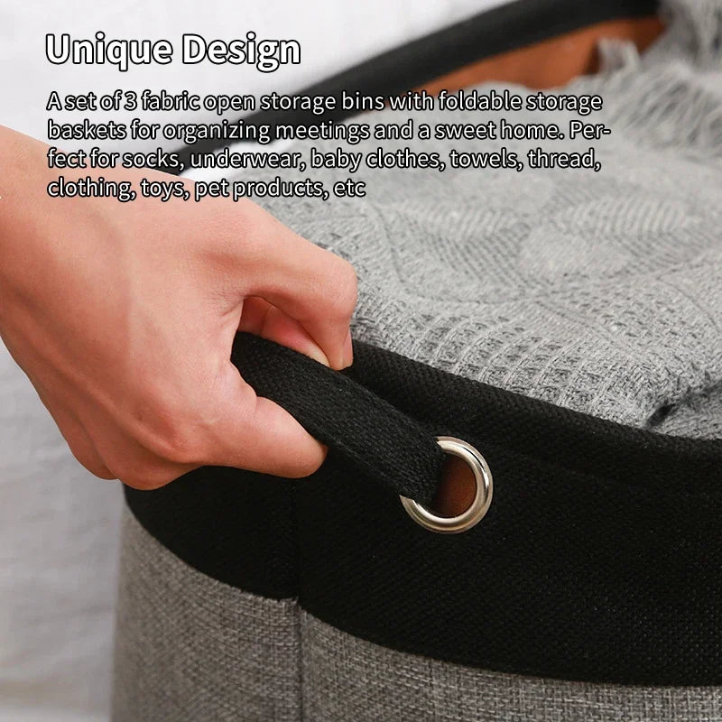 1 Pcs Foldable Storage Bins Sturdy Canvas Fabric Cubic Boxes with Handles Ideal for Home Office Organization