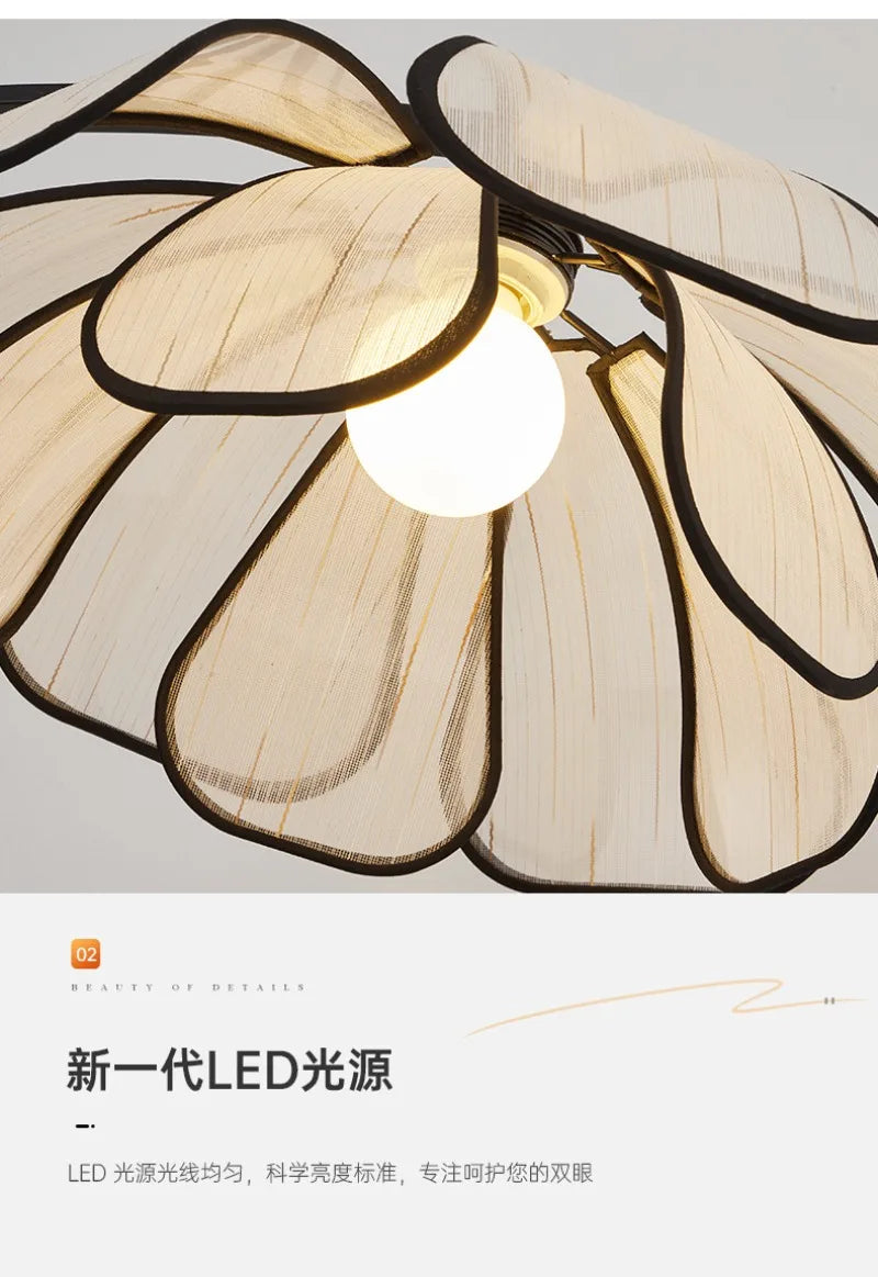 Retro Flower Floor Lamp Japanese Style Living Room Bedroom Fishing Light Modern Luxury Creative Home Decoration Accessories
