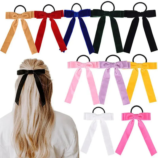 1Pcs Cute Bows Hair Ties For Girls Elastic Kids Hair Bands Holders Shine Headwear Girl Hair Accessories Scrunchie Ornaments Gift