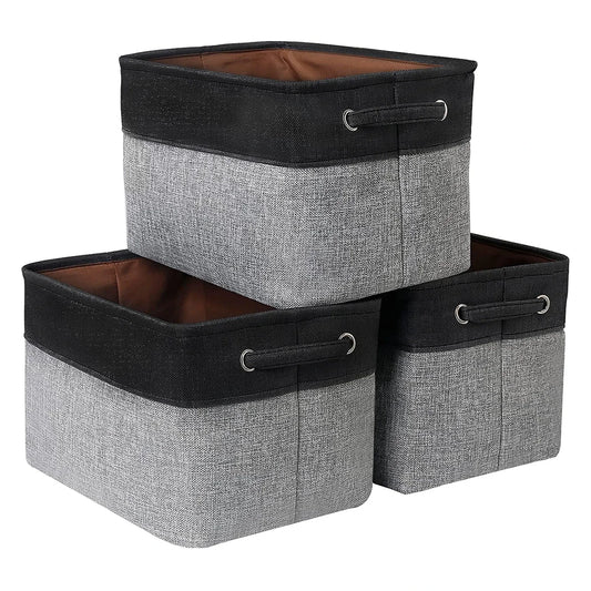 1 Pcs Foldable Storage Bins Sturdy Canvas Fabric Cubic Boxes with Handles Ideal for Home Office Organization