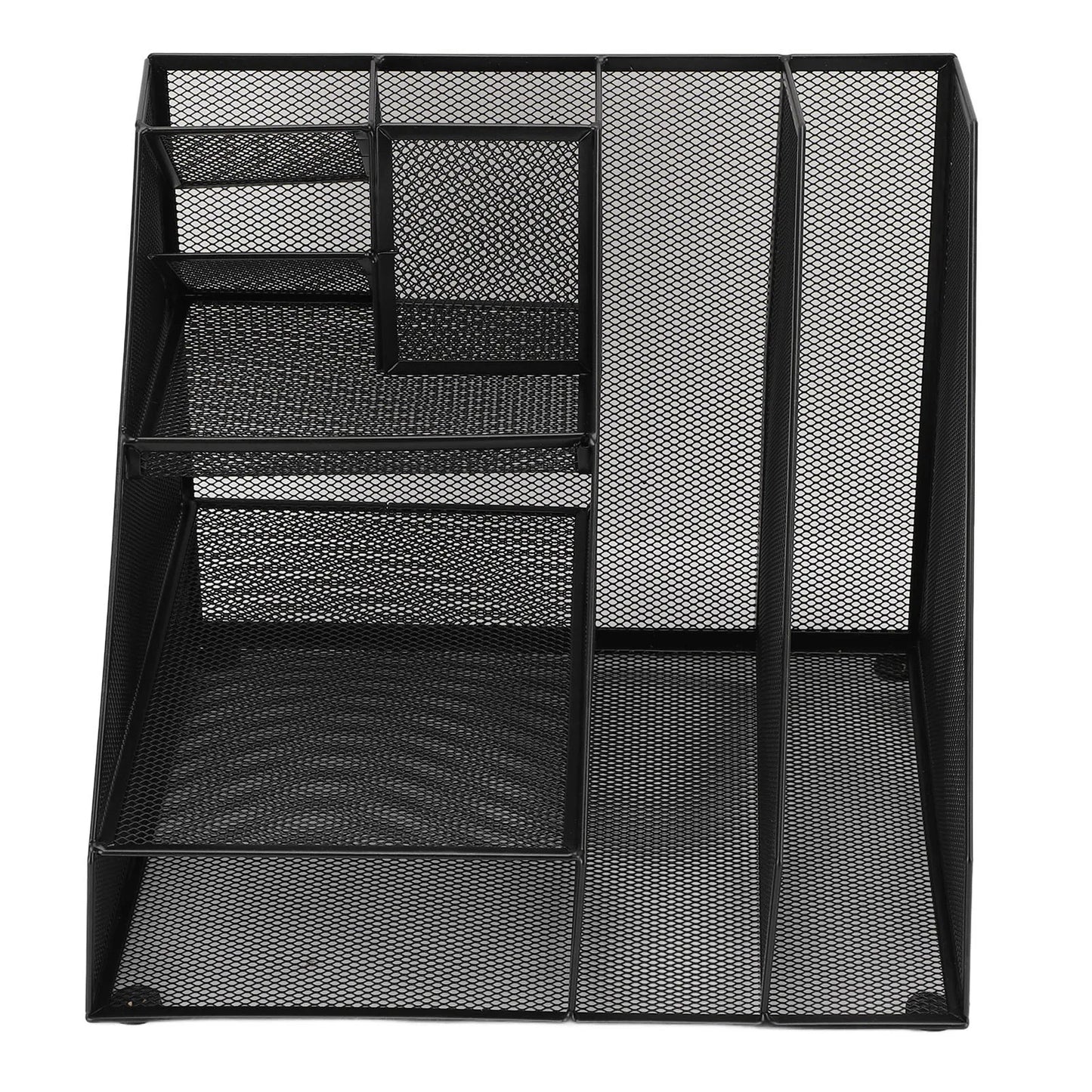 Office Supplies Organizer with Pen Holder Metal Mesh Desktop Organizer Black Iron Multifunctional File Organizer for Home School