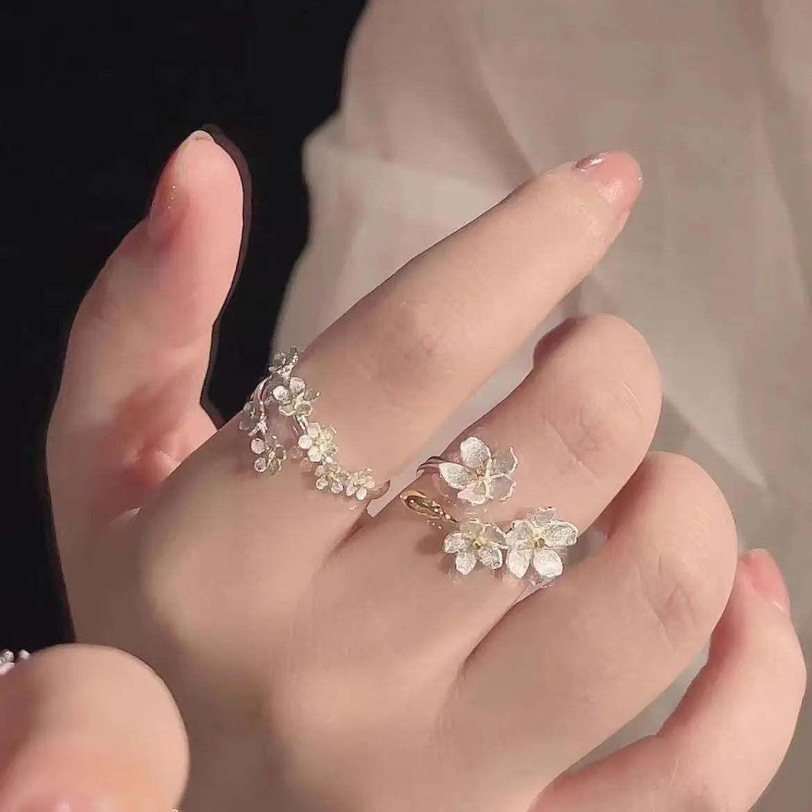 Floral Fairy Gold and Silver Ring (High Quality Enamel)