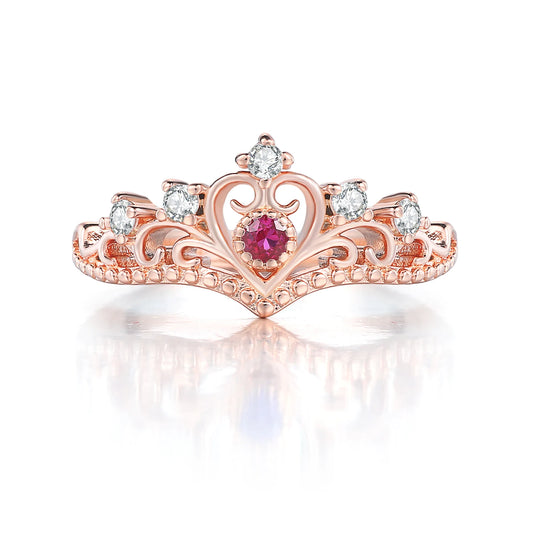 Princess Crown Rings For Teen Girls Women Luxury Hollow Colorful Crystal Beautiful Rings Fashion Jewelry Gift For Girls KBR212