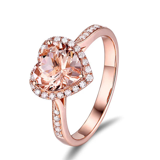 Heart Rings for Women Wedding Engagement Bridal Jewelry manufactured saphire Stone Elegant Rose Gold Silver Ring