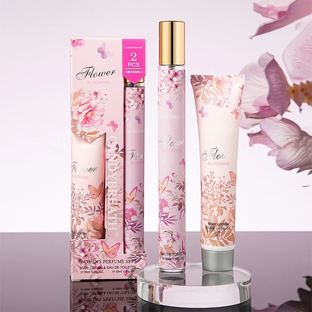 2pcs/set  Long Lasting Fragrance Moisturizing Body Cream Christmas Women's Body Lotion Plant Fruit Scent Fragrance Body Mist