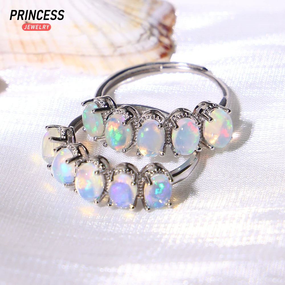 Luxury Opal Oval 925 Silver Finger Ring,