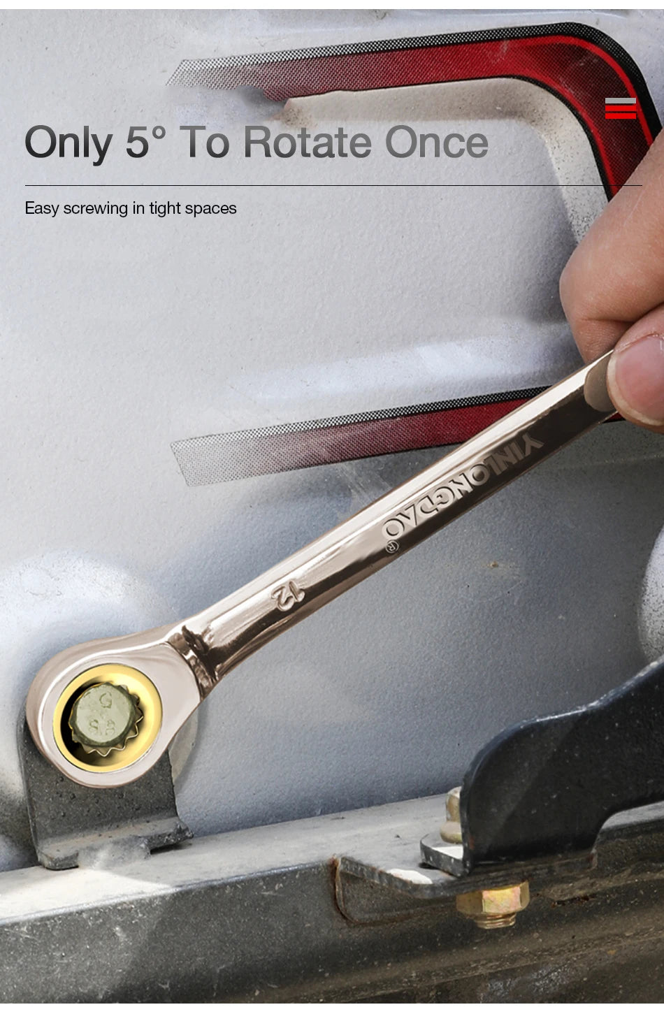 Universal Key Ratchet Wrench 72 Tooth Gear Ring Torque Socket Wrench Metric Ratchet Spanners Car Repair Mechanical Tools