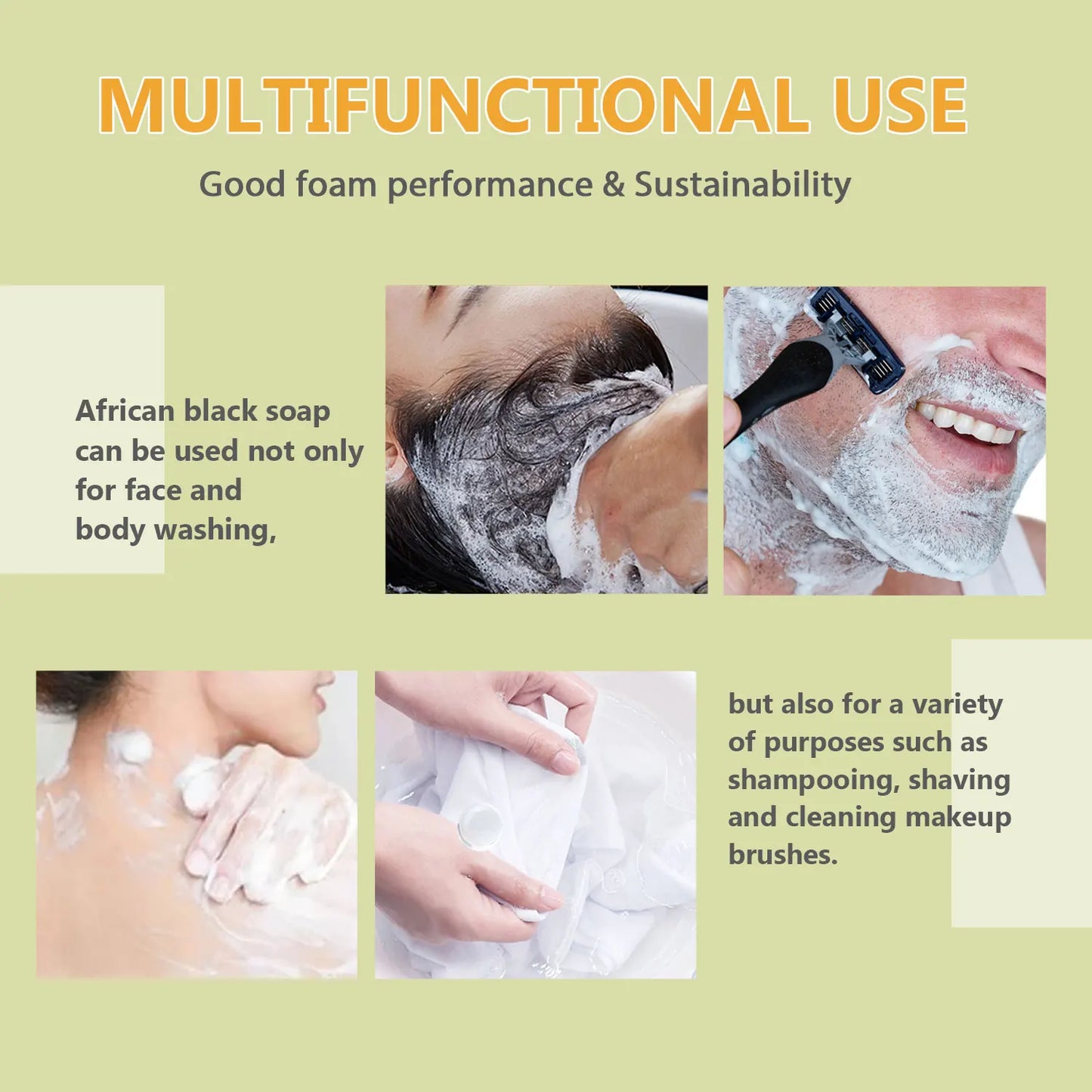 100g AFRICAN BLACK SOAP Shea Butter Bar Moisturizing Acne Treatment Cleanser for Clear Skin Care Deep Cleaning Glowing