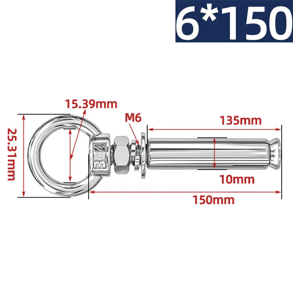 Eye Screws 304 Stainless Steel Construction Sites 100mm 15 Sizes Available Complete Size Range Lengthened Design