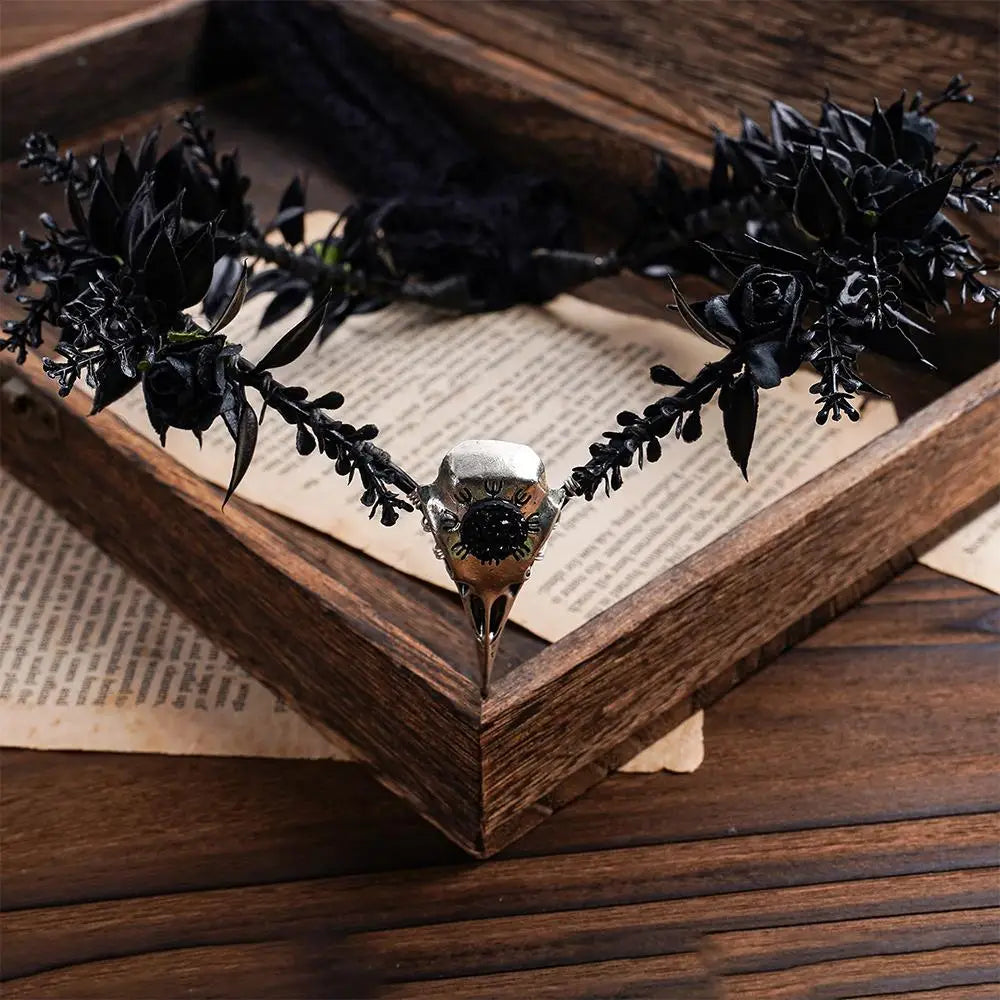 Costume Cosplay Fairy Flower Leaf Headbands Photoshoot Simulated Elven Princess Tiara Black Flower Antler Crown for Women Girls