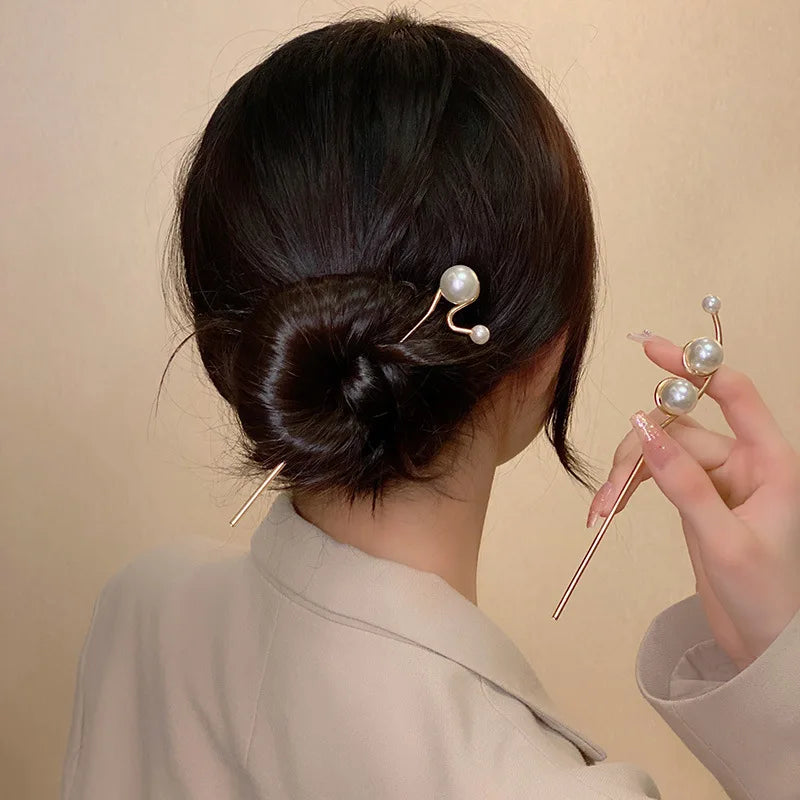 Fashion Women Simulated Pearl Hairpins Metal Barrette Clip Wedding Bridal Tiara Hair Accessories Wedding Hairstyle Design Tools