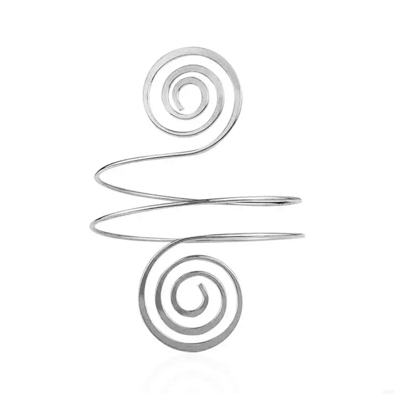 Upper Arm Bracelet Metal Coil Armband Cuff Fashion Simple Arm Bangle Armlet Adjustable for Women Girl