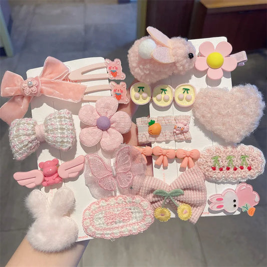 Children's Plush Hair Clip Autumn and Winter Little Girls' Side Barrettes Cute Girls' Baby Headwear 2024 New Hairpins