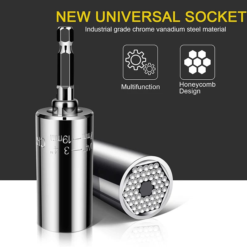 Universal Socket Set (11-32 mm 7-19 mm) Super Socket for unscrewing any bolts Multi-purpose Universal Socket Tool Kit