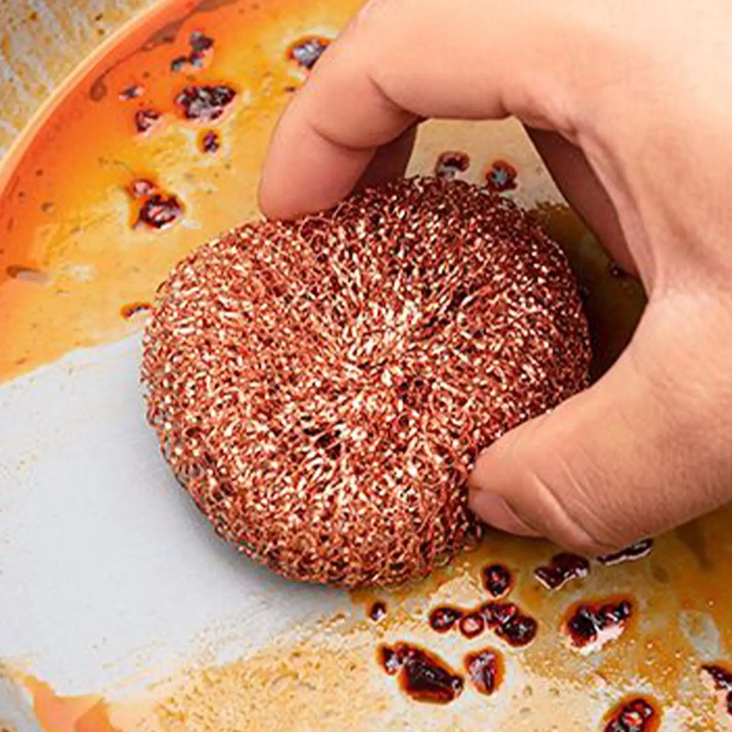 Dishwashing Brush Dish Cleaning Brush Kitchen Scrub Pads 2 Pieces Copper Wire Pot Scrubbers Cleaning Supplies Dishwashing Sponge