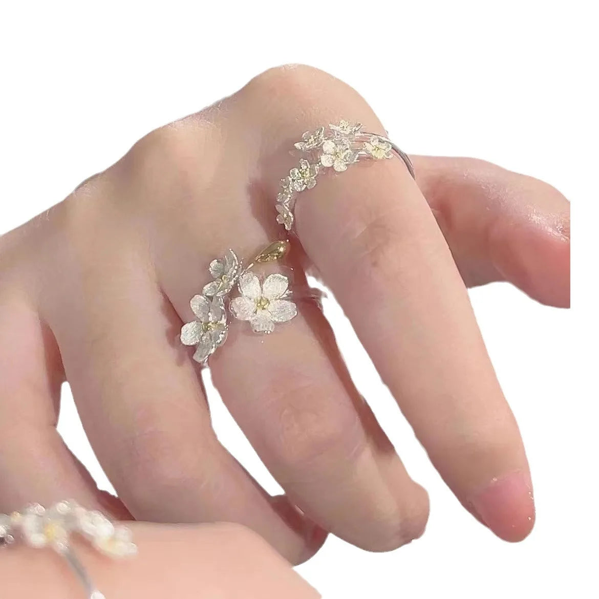 Floral Fairy Gold and Silver Ring (High Quality Enamel)