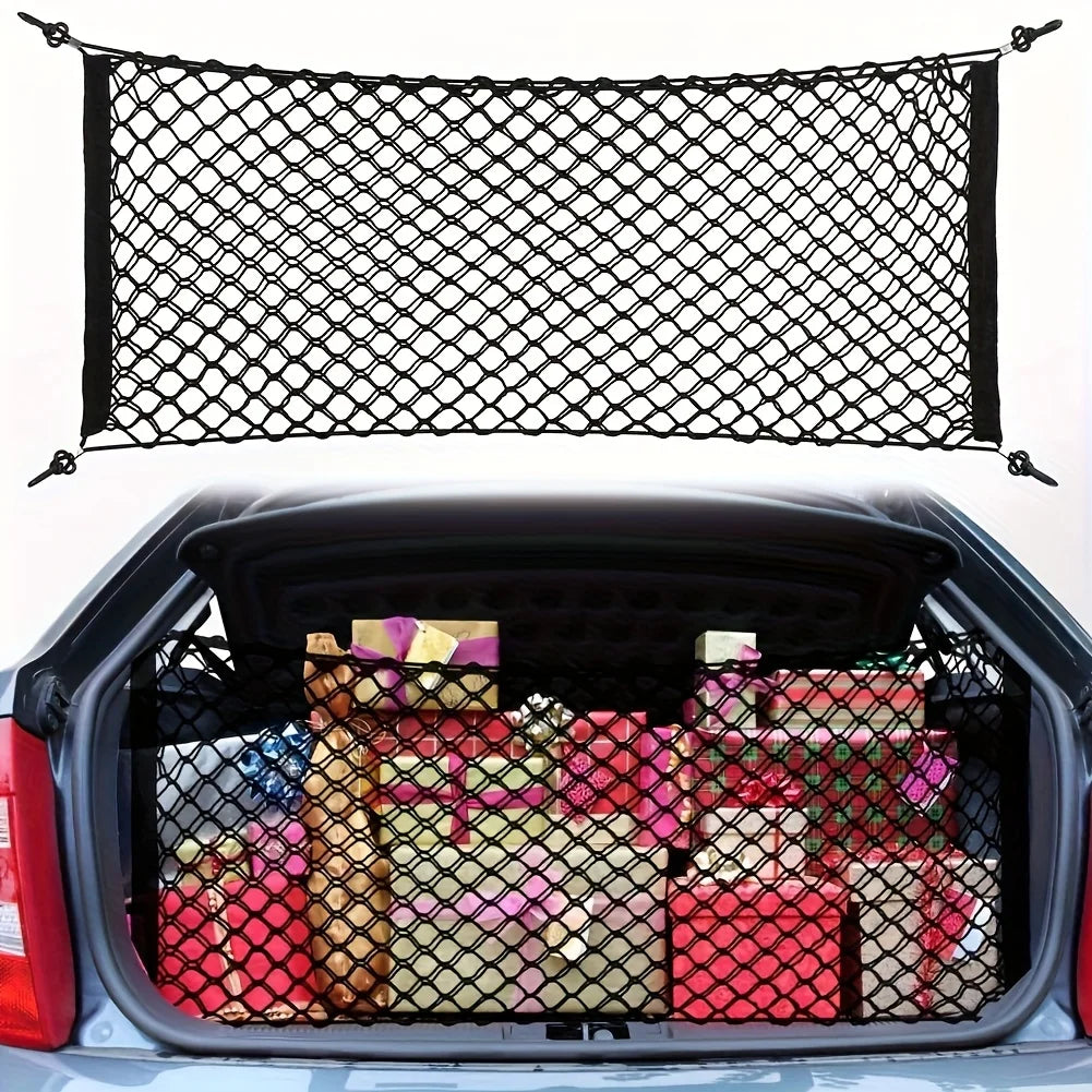 [1Sets Car Storage Net] 1 Sets Stretchable Trunk Cargo Storage Organizer Net | Nylon Plastic Truck Bed Nets with Hooks for Car