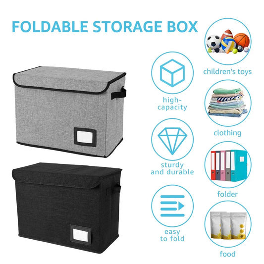 New Foldable Clothing Storage Box Washable Comic Book Storage Bin with Handle Enclosed Lid Multipurpose Organizer for HomeOffice