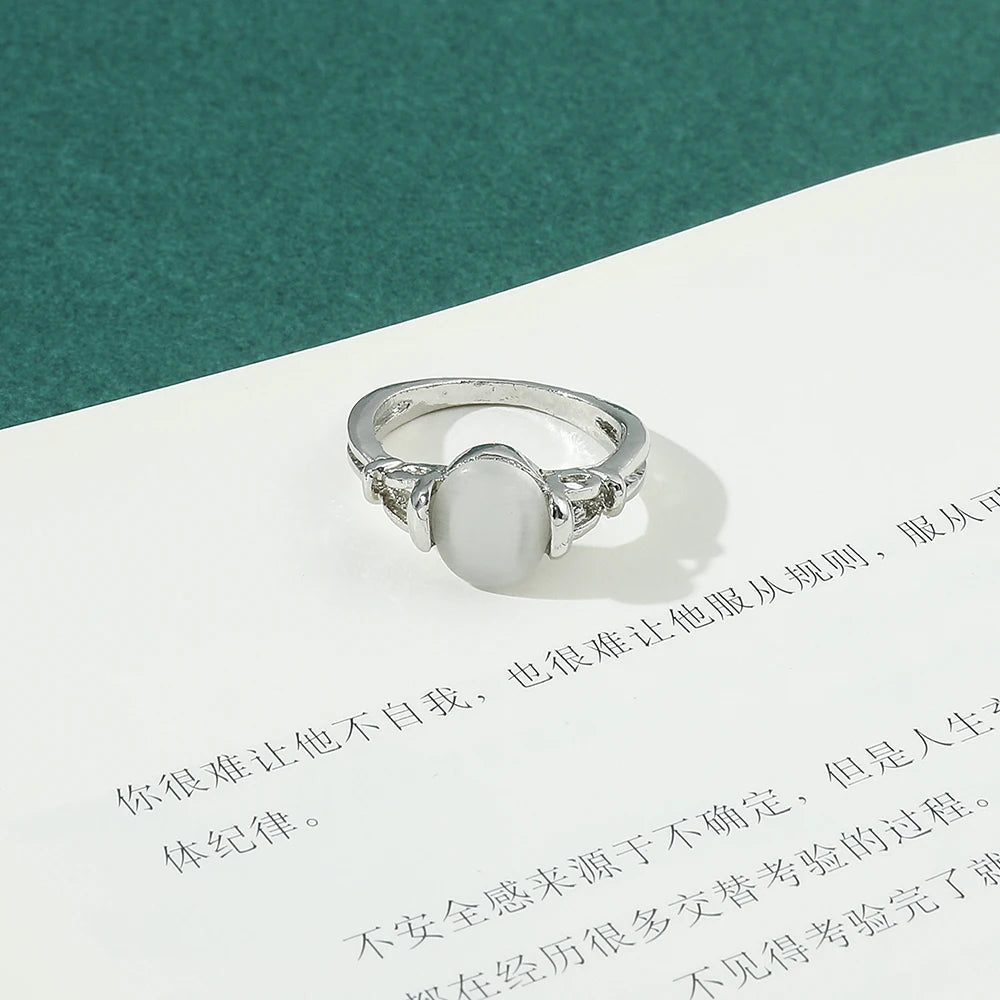 Twilight Saga Bella Ring Fashion Silver Plated Opals Rings Simple Classic Movie Film Jewelry For Women Finger Accessories