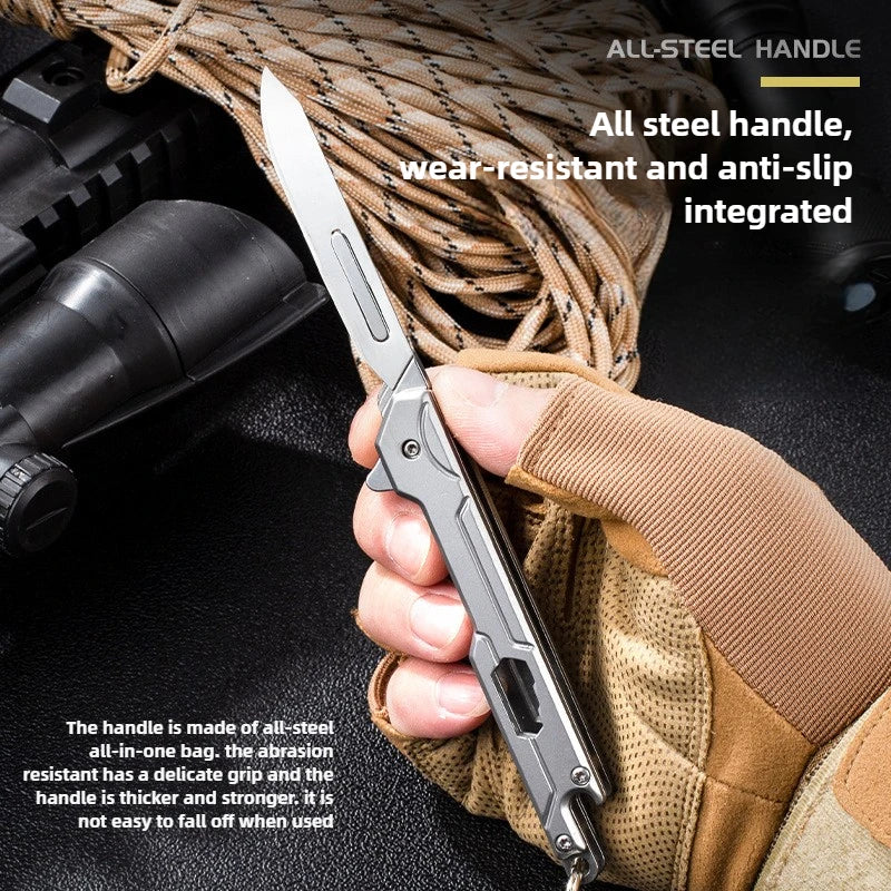Outdoor Small Tool, All Steel Handle, Manual Knife, Unboxing and Paper Cutting Knife, Titanium Alloy Folding Knife, Cutting Tool
