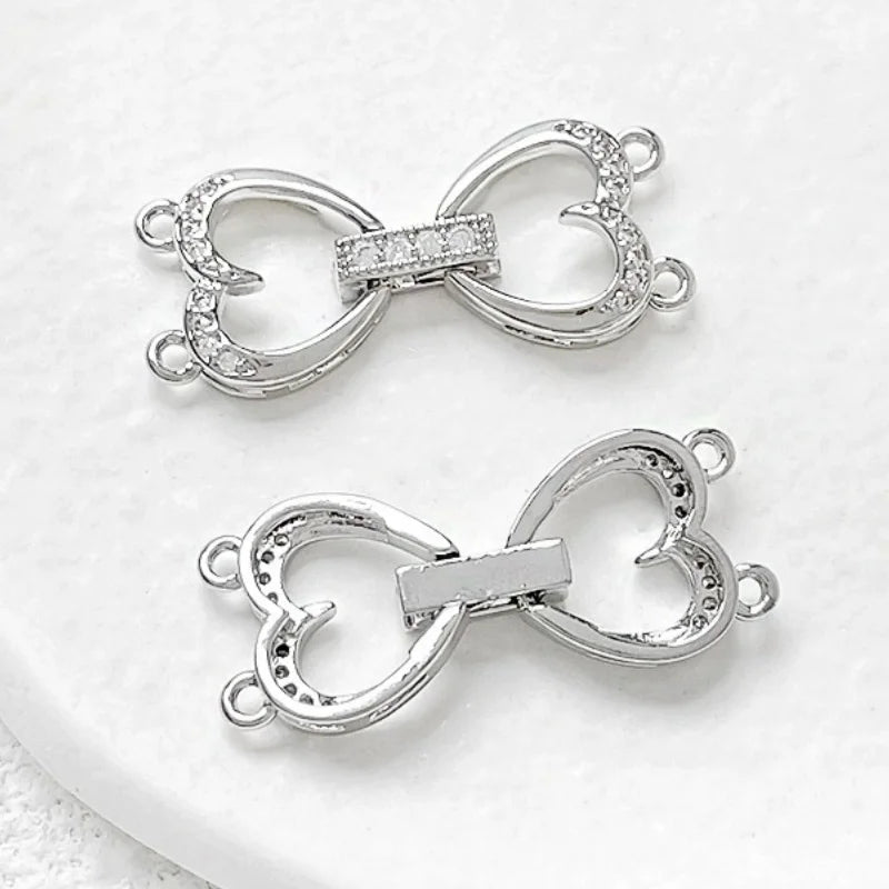 1 Piece Jewelry Making Connecting Buckle Accessories Heart-shaped Double Circle DIY Pearl Necklace Bracelet Multifunctional Lock