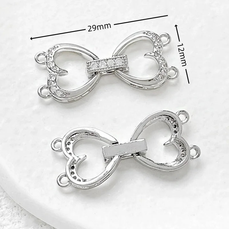 1 Piece Jewelry Making Connecting Buckle Accessories Heart-shaped Double Circle DIY Pearl Necklace Bracelet Multifunctional Lock