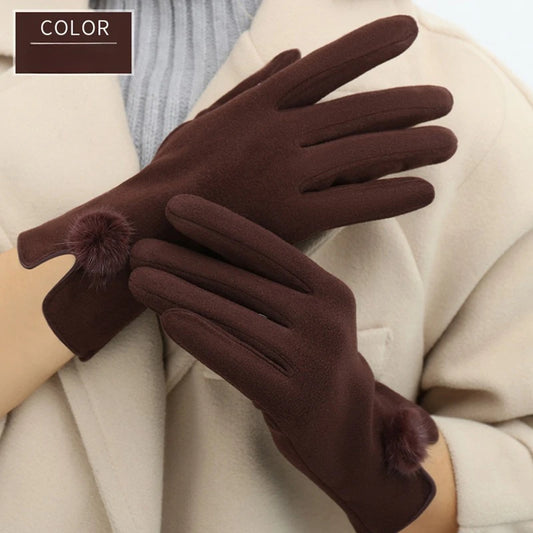 New gloves for women in winter with added velvet insulation, German velvet split finger gloves for skiing, cycling, and driving