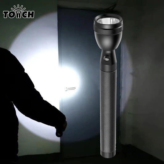 LED Strong Light Security Flashlight for Outdoor Patrol and Self-Defense Multi-Functional Emergency Lighting for Camping Hiking