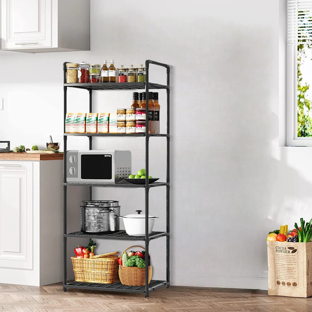 5 Tier Storage Shelf 66 Lbs Capacity Storage Shelves Adjustable Standing Shelf for Kitchen Pantry Closet Bathroom Laundry Garage