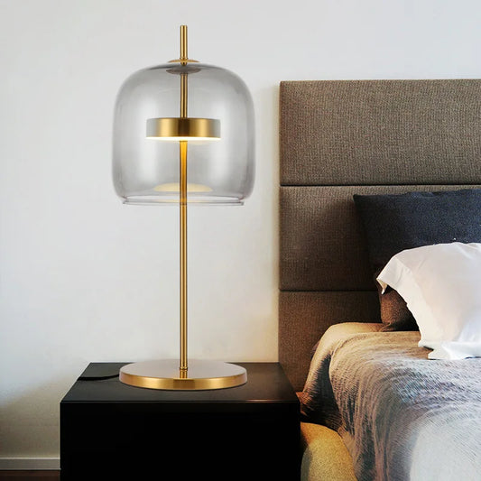Modern Glass Lampshade Led Table Lamp Simple Bedroom Bedside Desk Lights Nordic Creative Designer Glass Home Decor Table Lamps