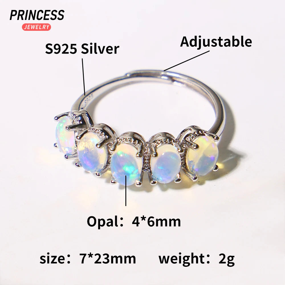 Luxury Opal Oval 925 Silver Finger Ring,