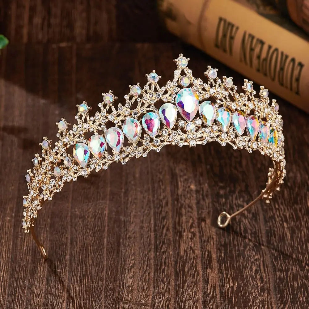 Trendy Shiny Baroque Queen Tiaras Elegant Luxury Alloy Princess Crown Dazzling Adjustable Bridal Headwear Photography Props