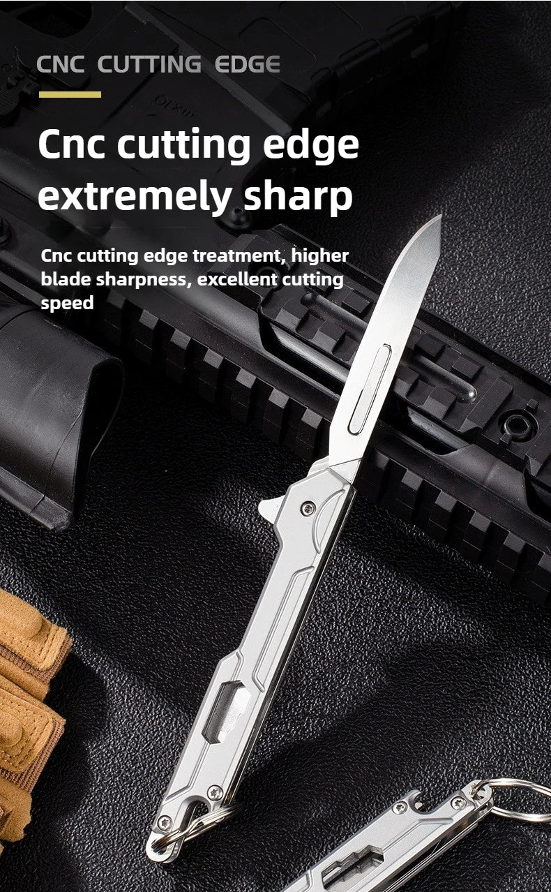Outdoor Small Tool, All Steel Handle, Manual Knife, Unboxing and Paper Cutting Knife, Titanium Alloy Folding Knife, Cutting Tool