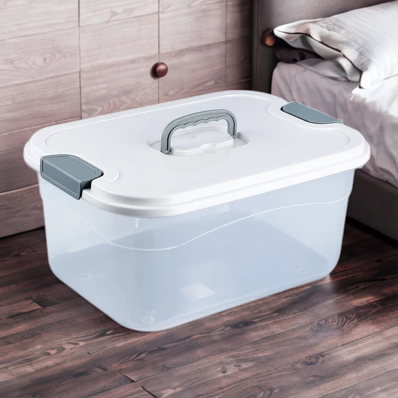 [Clear Plastic Storage Box] with Snap-Lock Lid | Square Organizer for Home,Toys,Snacks,Clothes & Bedding|Multi-Purpose Container