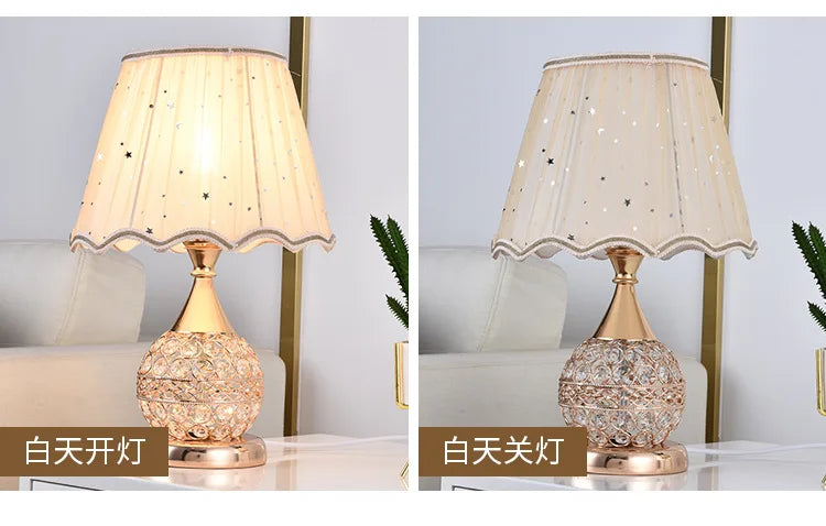 European-Style Crystal Table Lamp Ins Simple Modern Bedroom Warm Romantic Fashion Creative Decorative Bedside Lamp