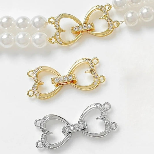 1 Piece Jewelry Making Connecting Buckle Accessories Heart-shaped Double Circle DIY Pearl Necklace Bracelet Multifunctional Lock