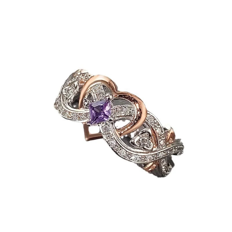 Creative Women's Heart Rings with Romantic Rose Flower Design Wedding Engagement Love Rings Hot Sale Aesthetic Jewelry