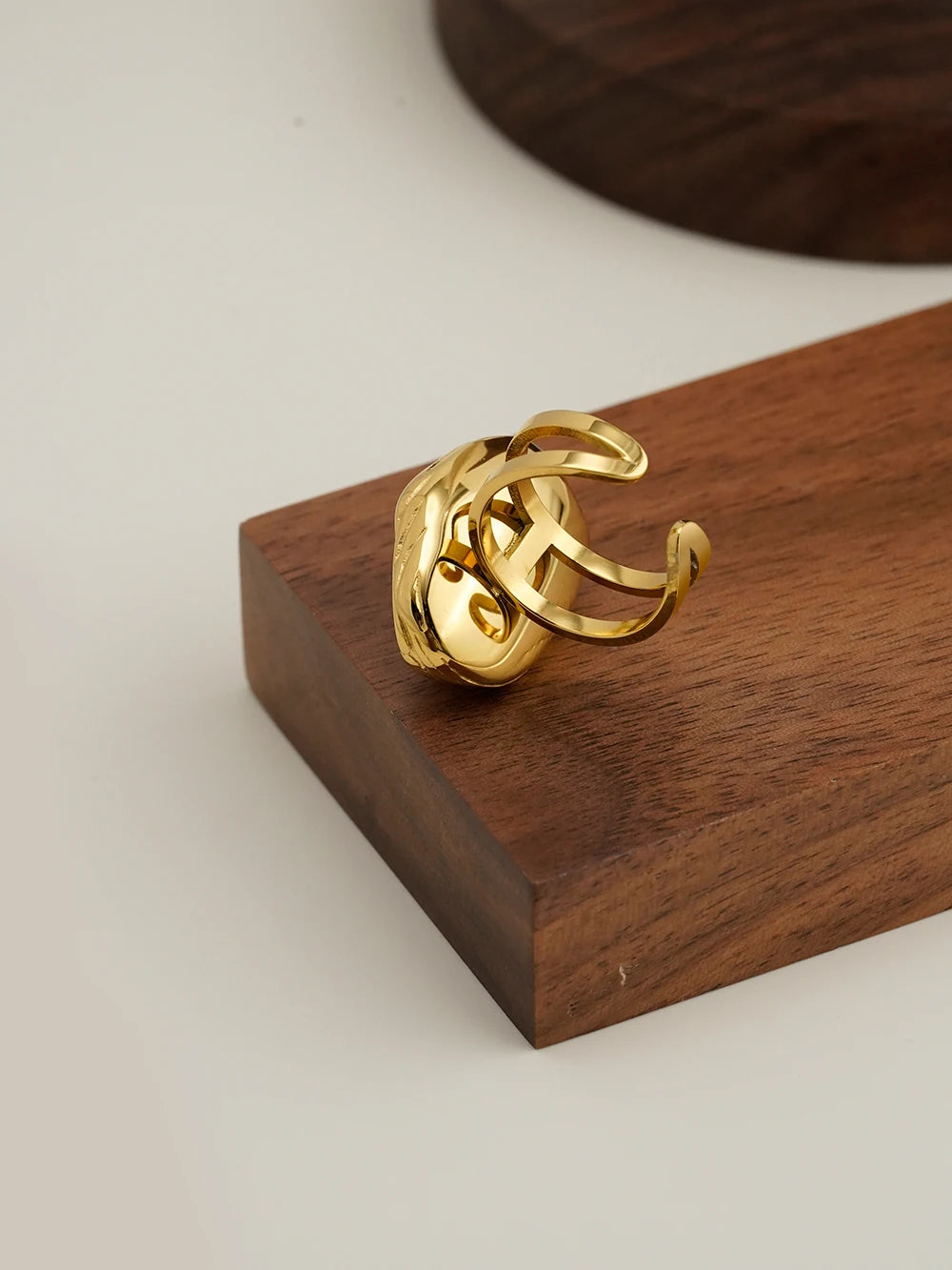 ENFASHION Anillos Mujer Irregular Shape Pearl Open Ring For Women Stainless steel 18K Plated Gold Fashion Jewelry Dating R254507