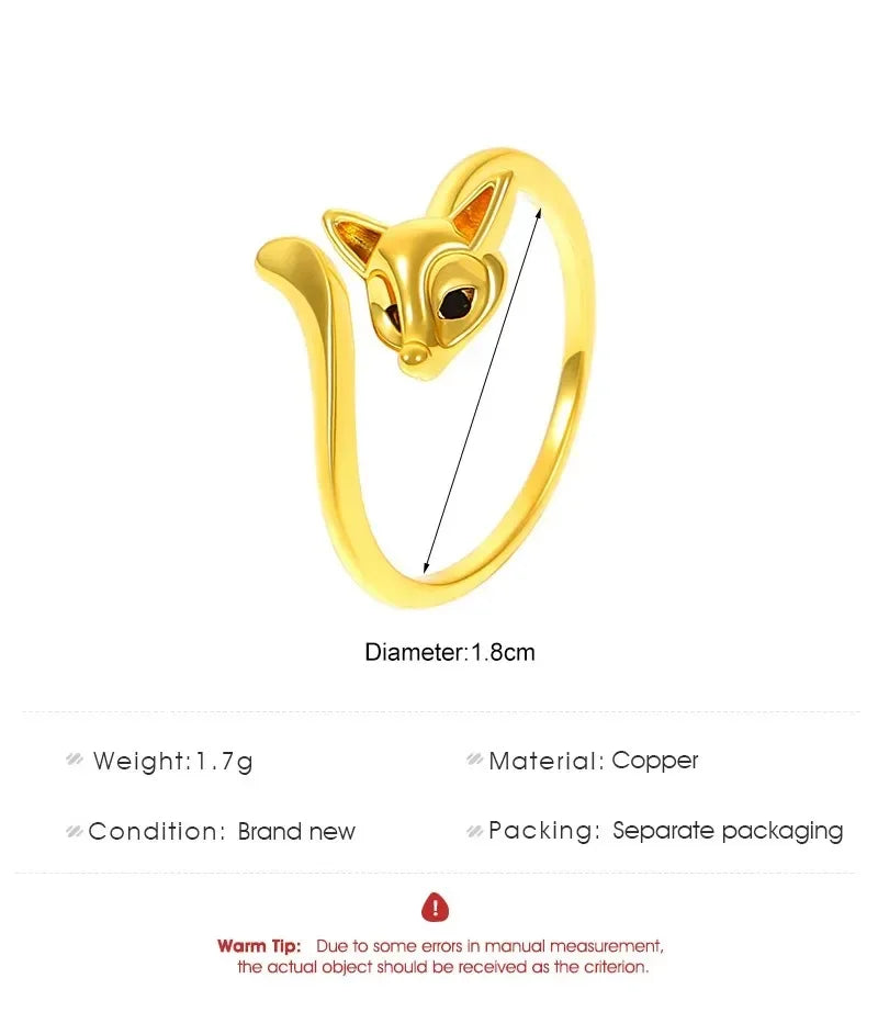 Кольцо Женское Creativity Fox Ring For Women Personality Vintage Rings Opening Adjustable Animal Jewelry Accessories Party Gifts