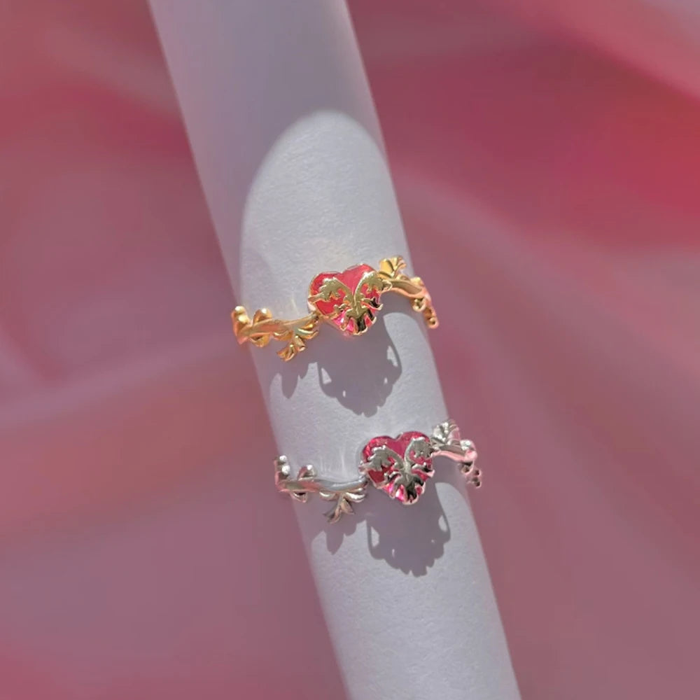 Eraklyon Heart Ring For Women Fashion Wedding Party jewelry Accessories Fairy Inspired Gold Plated Adjustable Rings Gift For Her