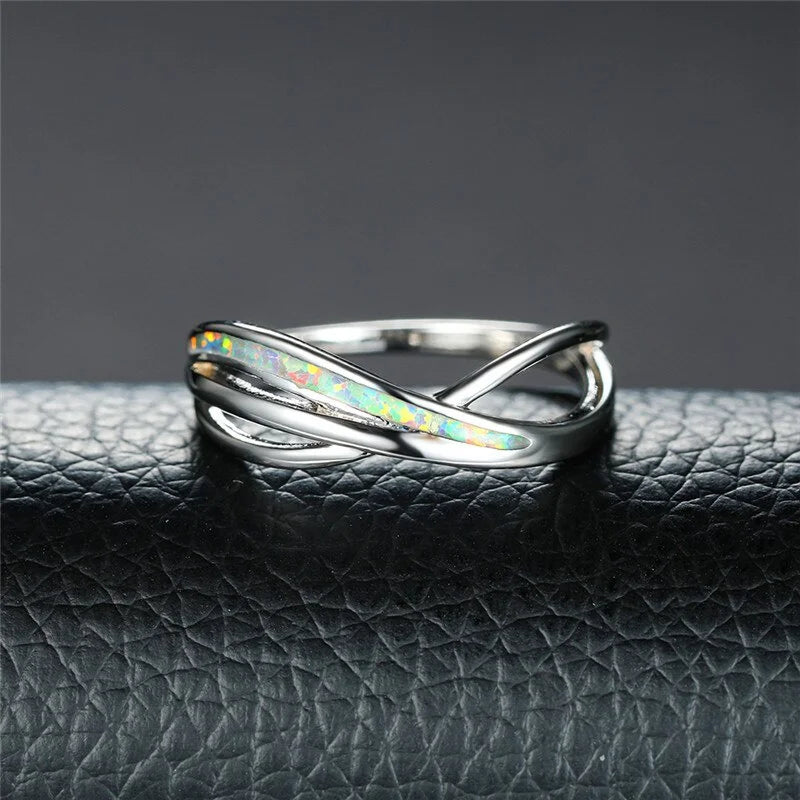 2025 Fashion Women Rings Anniversary Party Girl Gift Cute Blue Imitation Opal Bow Rings for Women Jewelry Accessories